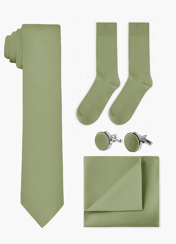 front Conjunto de corbata ancha, pañuelo de bolsillo, gemelos y calcetines a juego