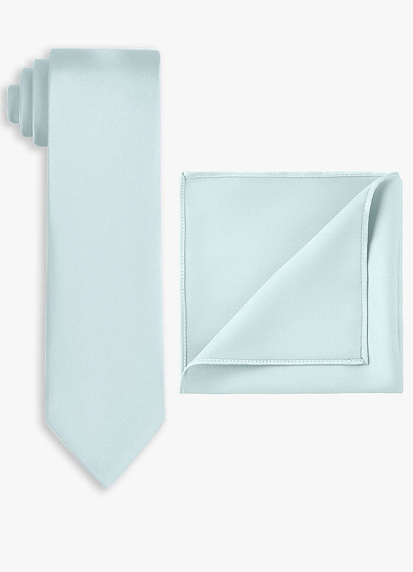 front Conjunto de corbata ancha y pañuelo de bolsillo de satén elástico
