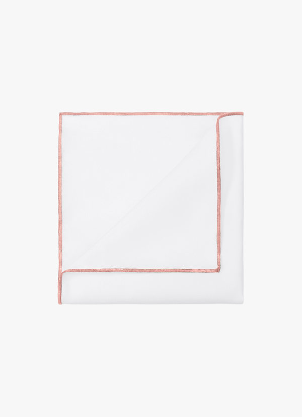 front Weißes, mattes Satin-Einstecktuch mit farbigem Rand