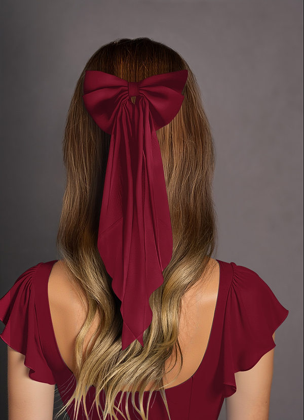 front Matching Color Chiffon Burnout Bow Hair Clip