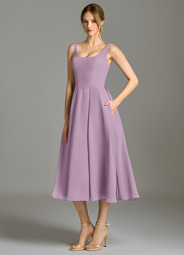 Azazie Amalie Bridesmaid Dresses Wisteria A-Line Pleated Chiffon Dress image1