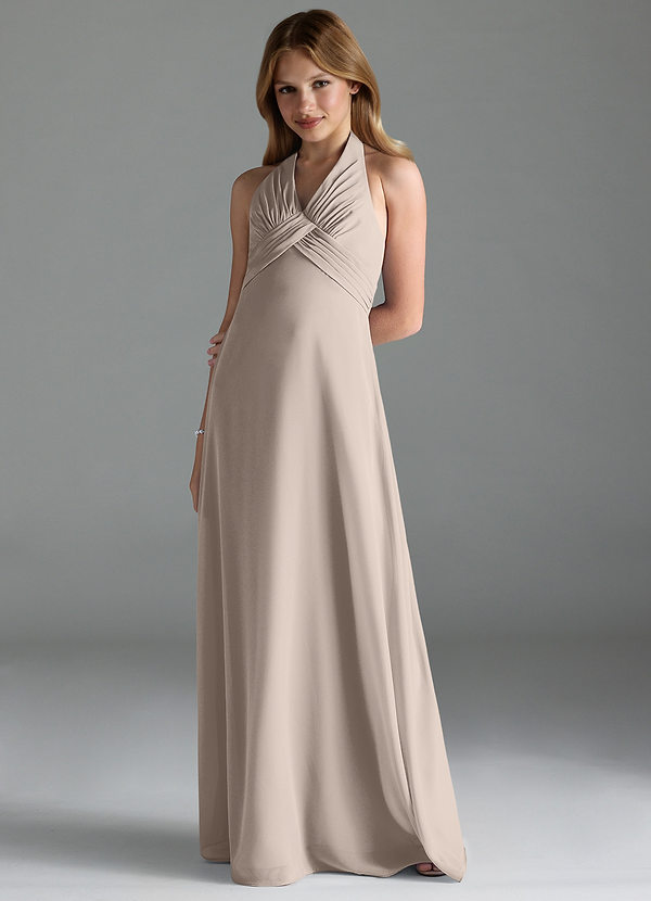 Azazie Tessie Junior Frost A-Line Pleated Chiffon Dress image1