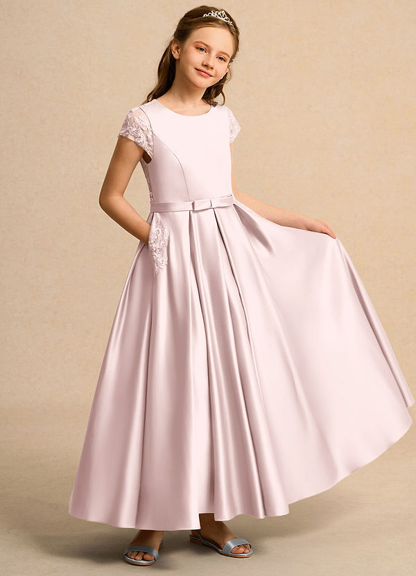 Azazie Bunny Girls Formal Bloemenmeisjesjurken Baljurk Jurk van Kant Blozend Roze image1