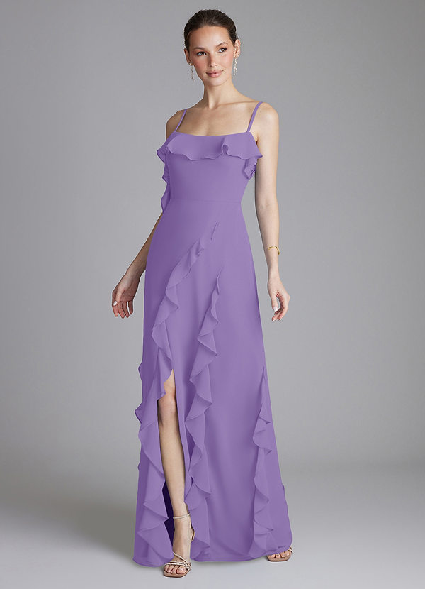 Azazie Malia Robes Demoiselle d'honneur Robe Fourreau en Mousseline de soie Rayé Tahiti image1