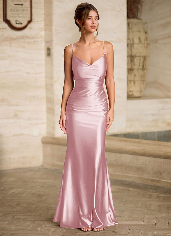 Scarlett Blushing Pink Backless Lace-up Mermaid Prom Dress image1
