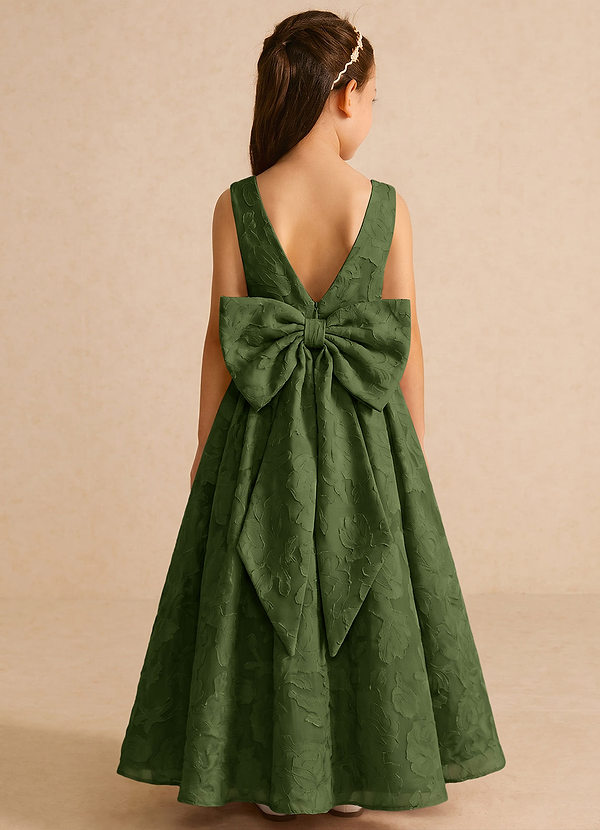 Azazie Pipssy Robes de cortège enfant Robe Trapèze en Blumen-Burnout Plissé Olive image1