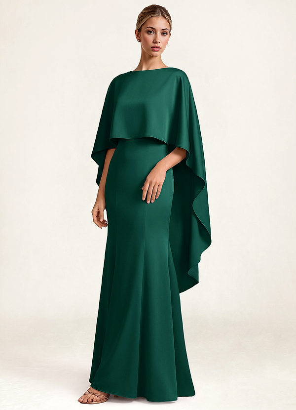 front Azazie Matching Color Stretch Satin Multiway Cape