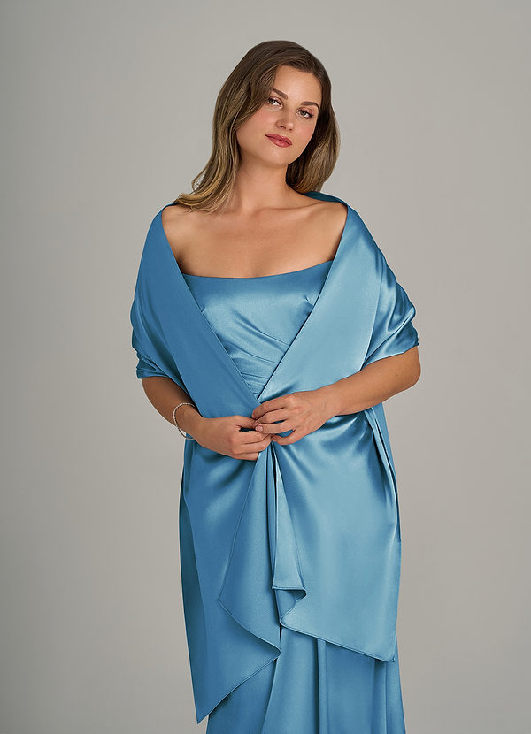 front Azazie Matching Color Metallic Satin Shawl