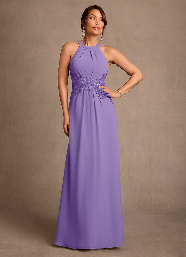 Azazie Georgie Suknie dla Matki Panny Młodej Linia A Koronka Szyfon Długość podłogi Sukienka image1