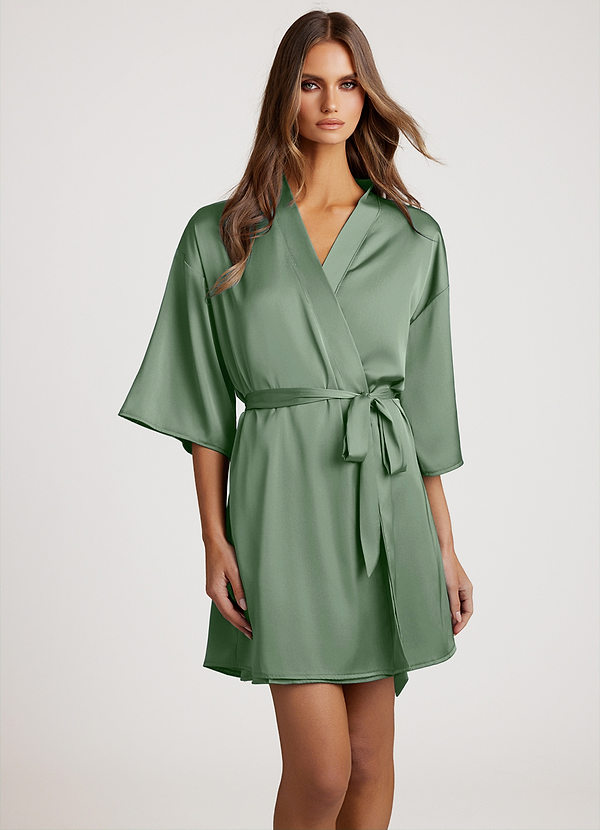 front Matcha Classic Satin Robe