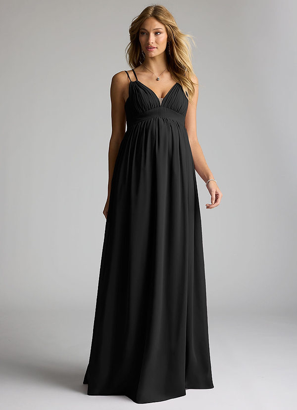 Azazie Emree Maternity Bridesmaid Dresses A-Line Chiffon Floor-Length Dress image1