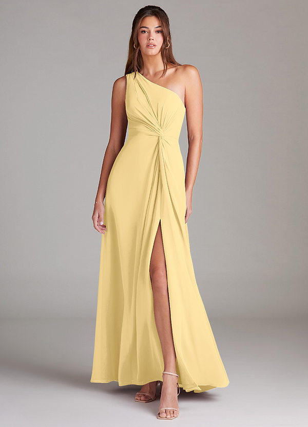 Azazie Brooke Bridesmaid Dresses Butter A-Line One Shoulder Chiffon Dress image1