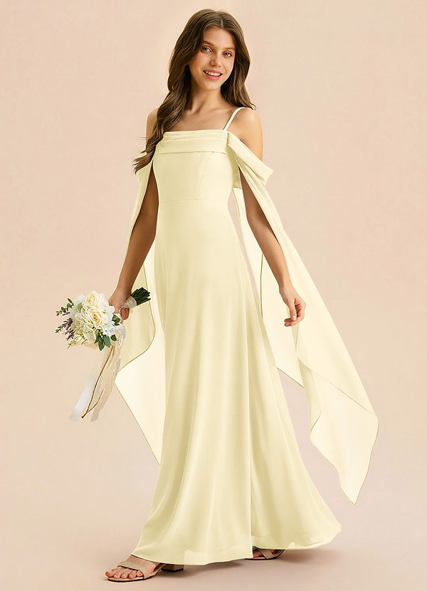 Azazie Moana Junior Robe Trapèze en Mousseline de soie Plissée Sorbet Citron image1
