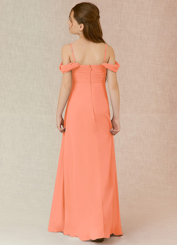 Bateau Neckline Floor-length Junior Bridesmaid Dresses Azalea