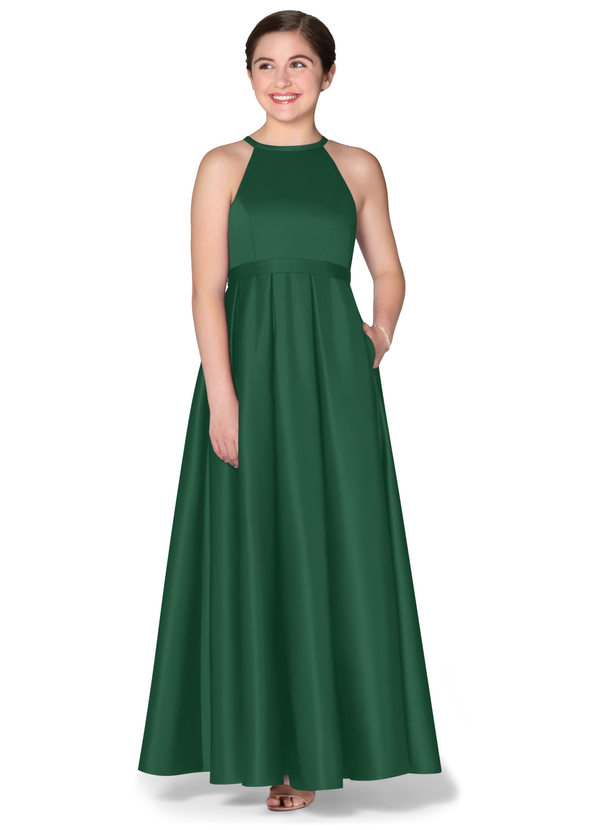 Dark Green Azazie Arianthe Junior Bridesmaid Dresses | Azazie