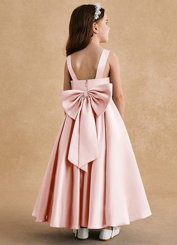 Azazie Honey Bear Blumenkinder Kleider A-Linie Plissee Matte Satin Kleid Zartrosa image1