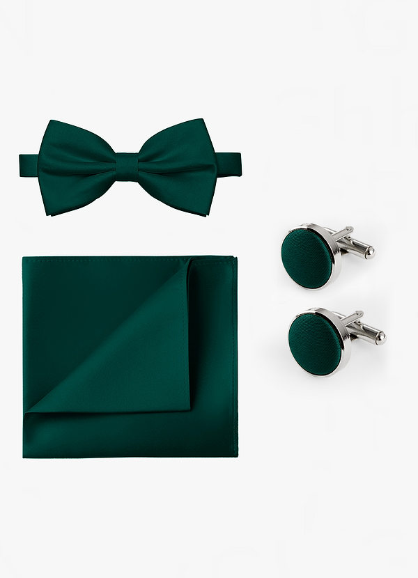 front Matching Bow Tie & Pocket Square & Cuff Links Set