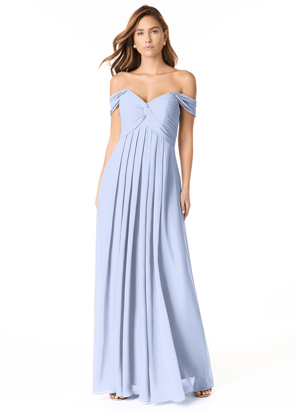 Azazie Kaitlynn Abiti da Damigella Abito Convertibile Impero in Chiffon Increspato Ghiaccio image1