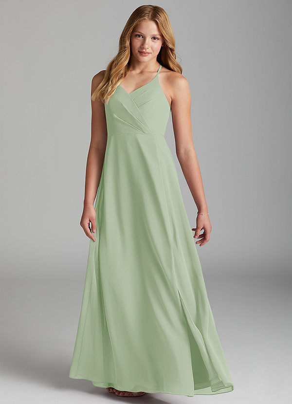 Azazie Davis Junior Dusty Sage A-Line Chiffon Dress image1