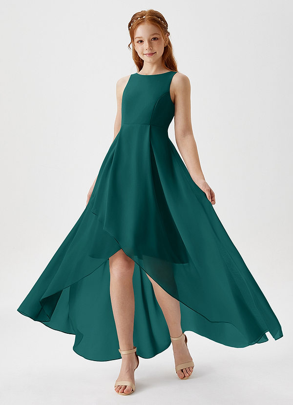 Azazie Lizette Junior Peacock A-Line Pleated Chiffon Dress image1
