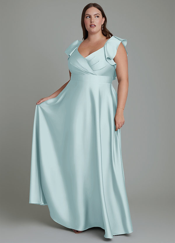 Leilani Bridesmaid Dresses Mist A-Line Ruched Stretch Satin Dress image1