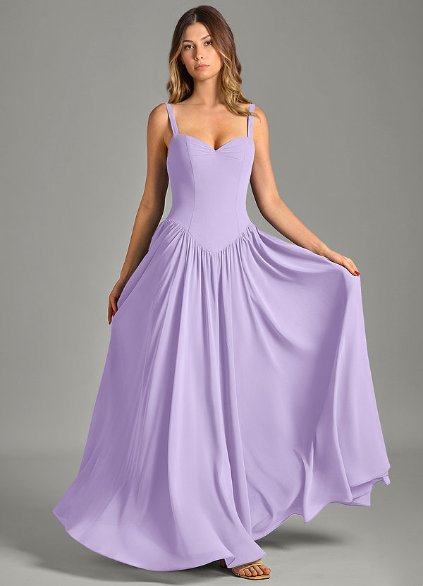 Azazie Evadina Suknie dla druhen Linia A Gorset Szyfon Do ziemi Sukienka image1