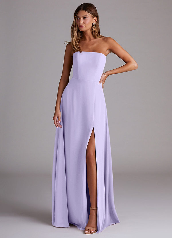 Azazie Wren Bridesmaid Dresses Lilac A-Line Side Slit Chiffon Convertible Dress image1