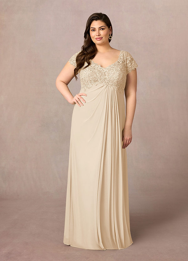 Azazie Macy Vestidos de Madre de la Novia Vestido de Champán de Encaje de Corte en A con Encaje de lentejuelas image1
