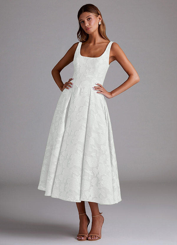 Adelie White A-line Midi Dress image1