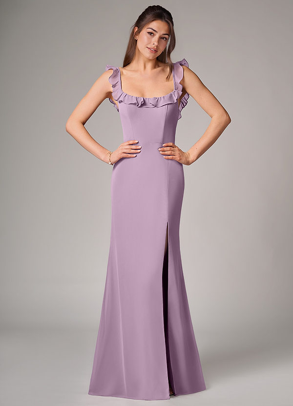 Azazie Callie Bridesmaid Dresses Wisteria Mermaid Side Slit Chiffon Convertible Dress image1