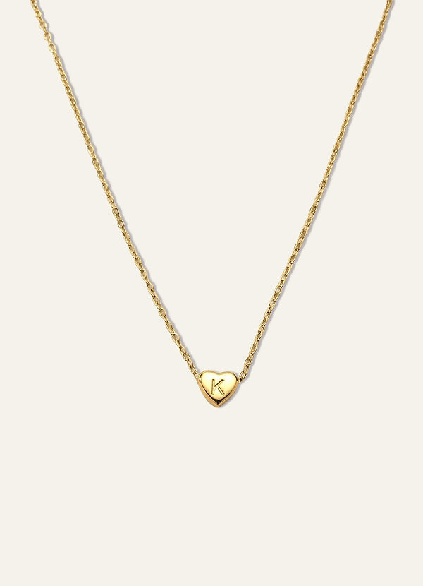 front 18K Gold Plated Heart-Shaped Letter Personalized Necklace
