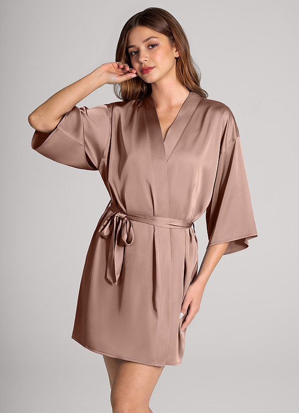 front Matching Color Classic Satin Robe