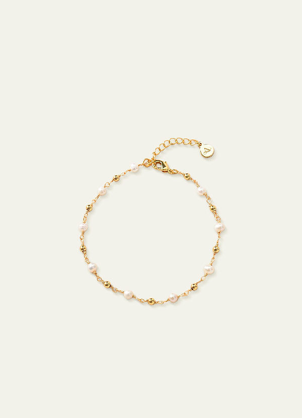 front Kultahelmiä helmirannekoru