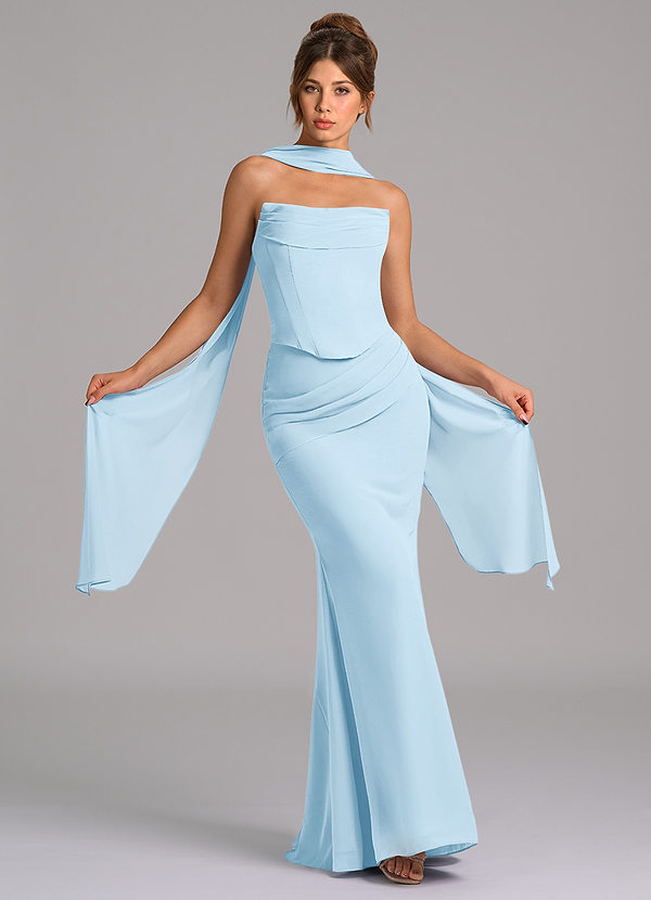 Azazie Sorrel Bridesmaid Dresses Sky Blue Mermaid Corset Chiffon Dress image1