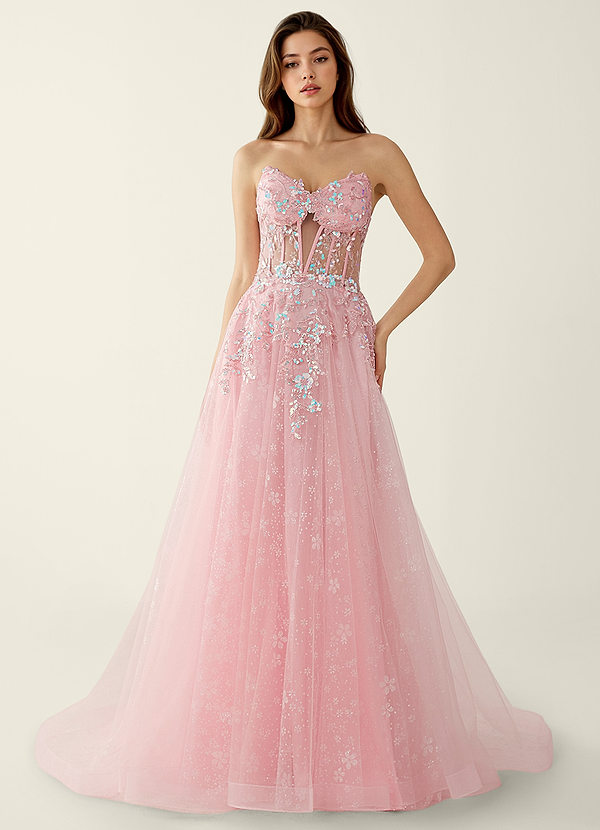 Novaevy Rosa Abito da ballo in tulle con ricami di paillettes e perline image1