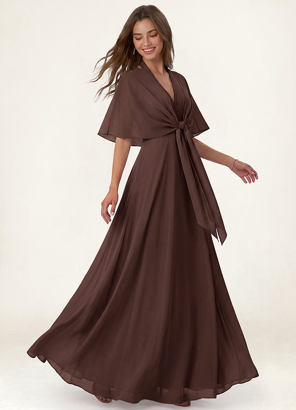 front Azazie Matching Color Chiffon Tie-Front Shawl