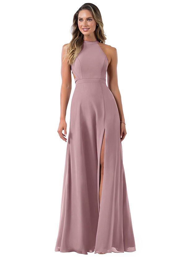 Azazie Clarice Bridesmaid Dresses A-Line High Neck Chiffon Floor-Length Dress image1