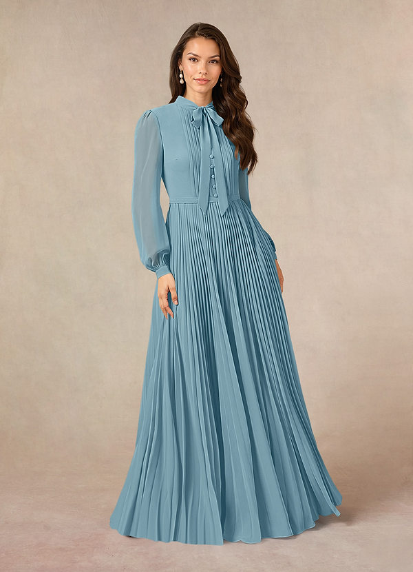 Azazie Adellah Mother of the Brides Dresses Moody Blue A-Line Pleated Chiffon Dress image1