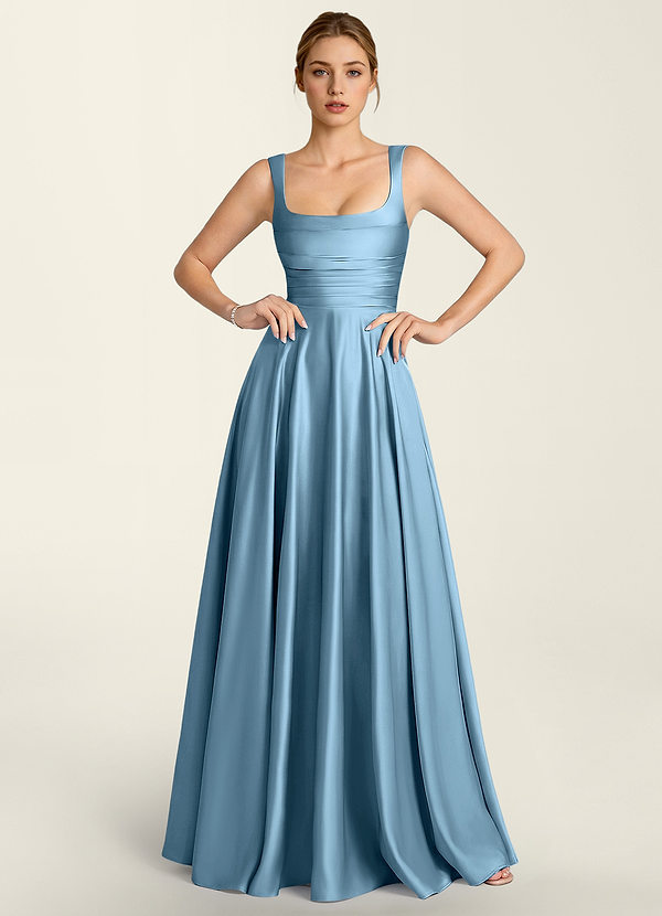 Margot Acier Bleuté Robe trapèze corsetée en satin image1
