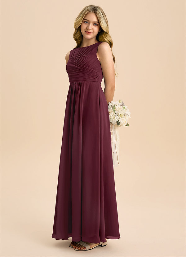 Azazie Skyla Junior Cabernet A-Line Pleated Chiffon Dress image1