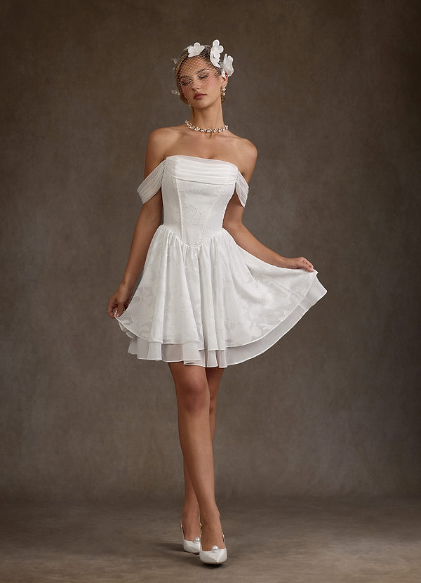 Rosemary Wedding Dresses Diamond White A-Line Off the Shoulder Floral Burnout Dress image1
