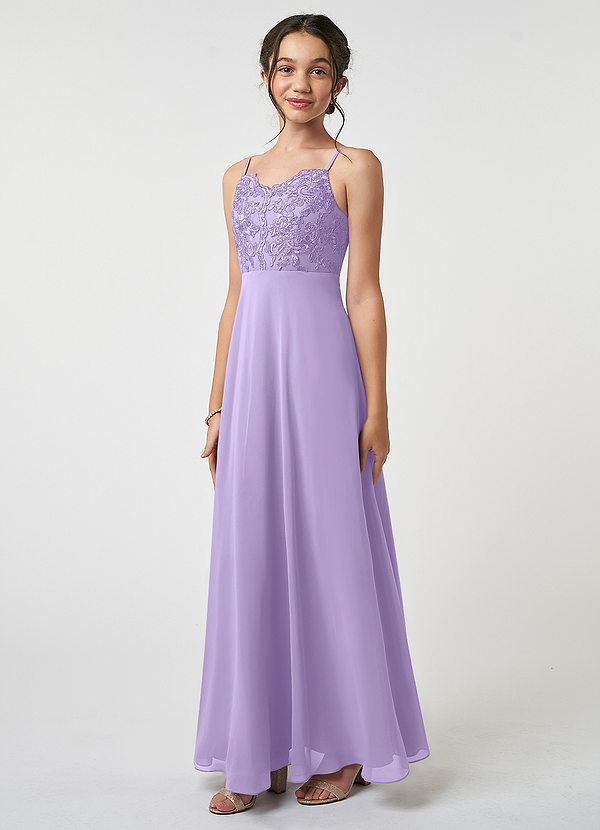 Azazie Sonya Junior Lilac A-Line Lace Chiffon Dress image1