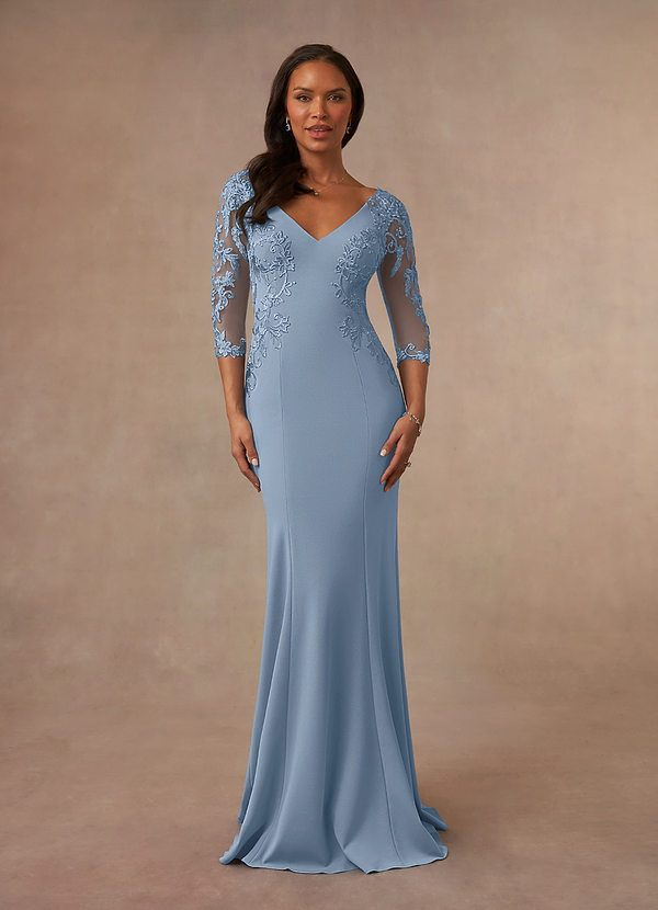Azazie Fanny Brautmutterkleider Meerjungfrau-Linie Spitze Kleid Staubblau image1