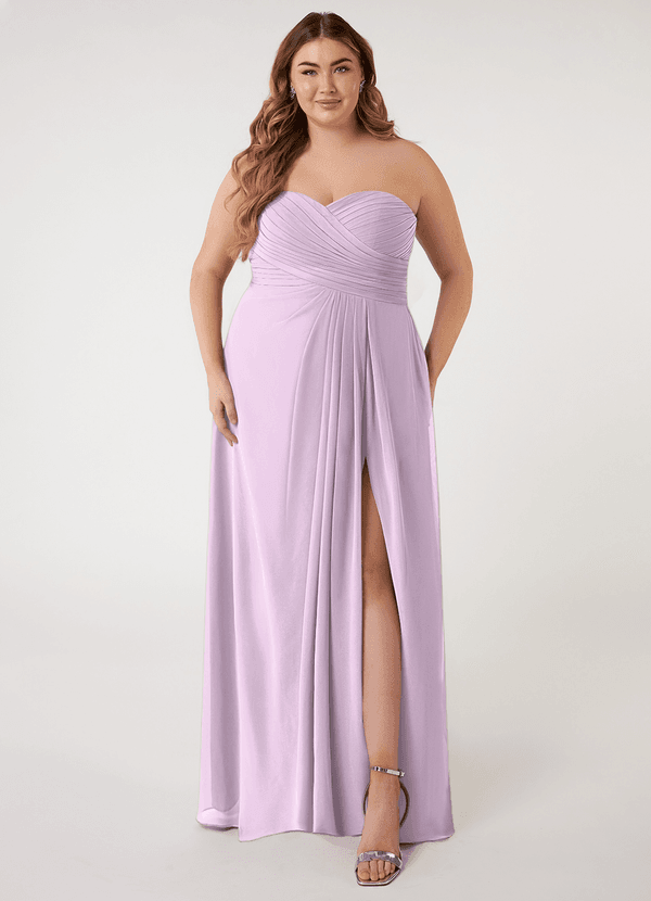 Azazie Arabella Allure Robes Demoiselle d'honneur Robe Trapèze Convertible en Mousseline de soie Encolure en Forme de Cœur Frostiges Flieder image1