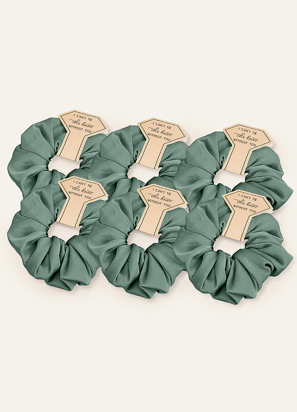 front Matching Color Six-Piece Bridesmaid Stretch Satin Over Size Scrunchie Set