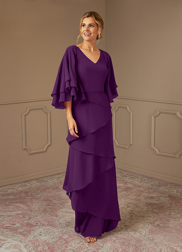 Azazie OHara Abiti da Mamma Sposa Abito A-Line in Chiffon con Scollo a V Uva image1