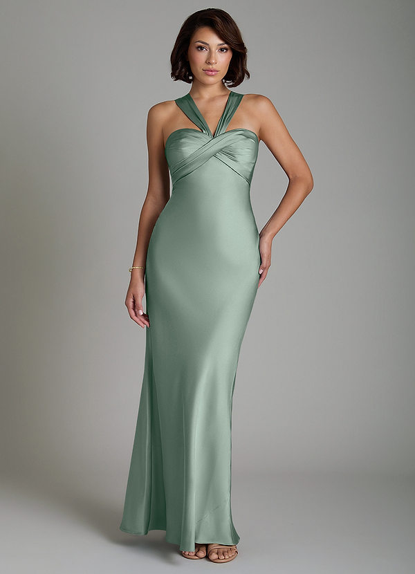 Azazie Zaria Bridesmaid Dresses Agave Mermaid Sweetheart Neckline Stretch Satin Dress image1