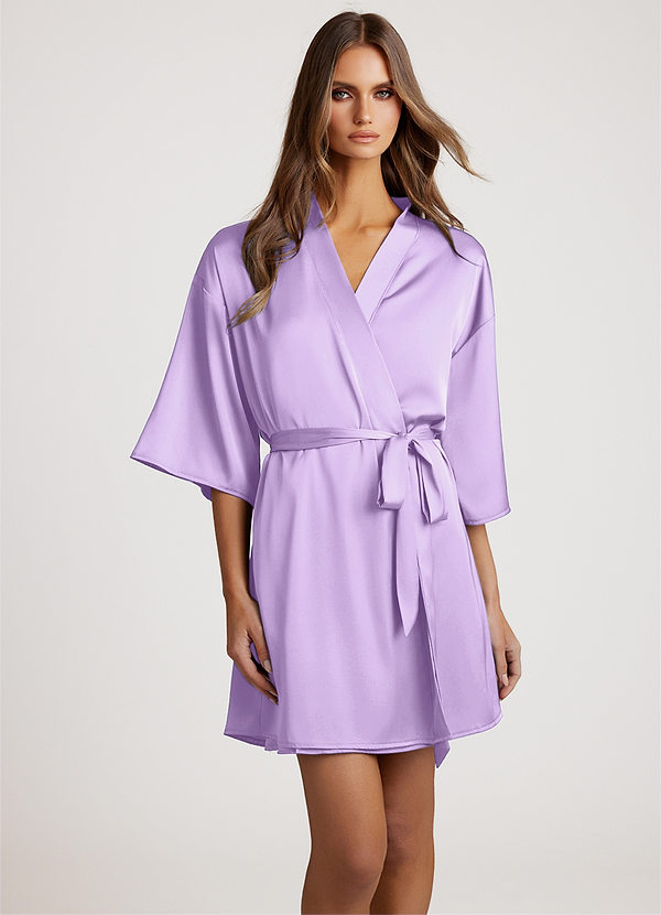front Lilac Classic Satin Robe