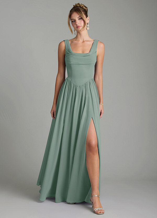 Novi Bridesmaid Dresses Silver Sage A-Line Pleated Chiffon Dress image1