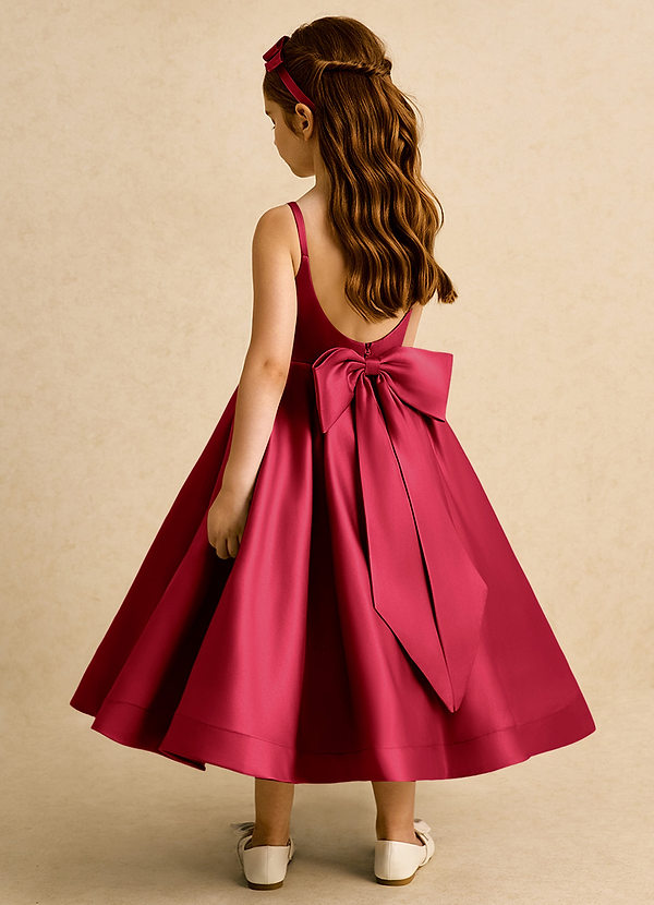 Azazie Babs Blumenkinder Kleider Ballkleid Plissee Matte Satin Kleid Scharlachrot image1